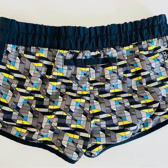Hurley Women's Athletic Shorts - Black and Yellow Geometric - Picture 2 of 3